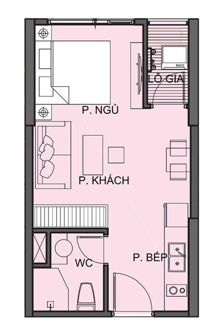 Layout căn hộ Studio Vinhomes Smart City diện tích 30m2