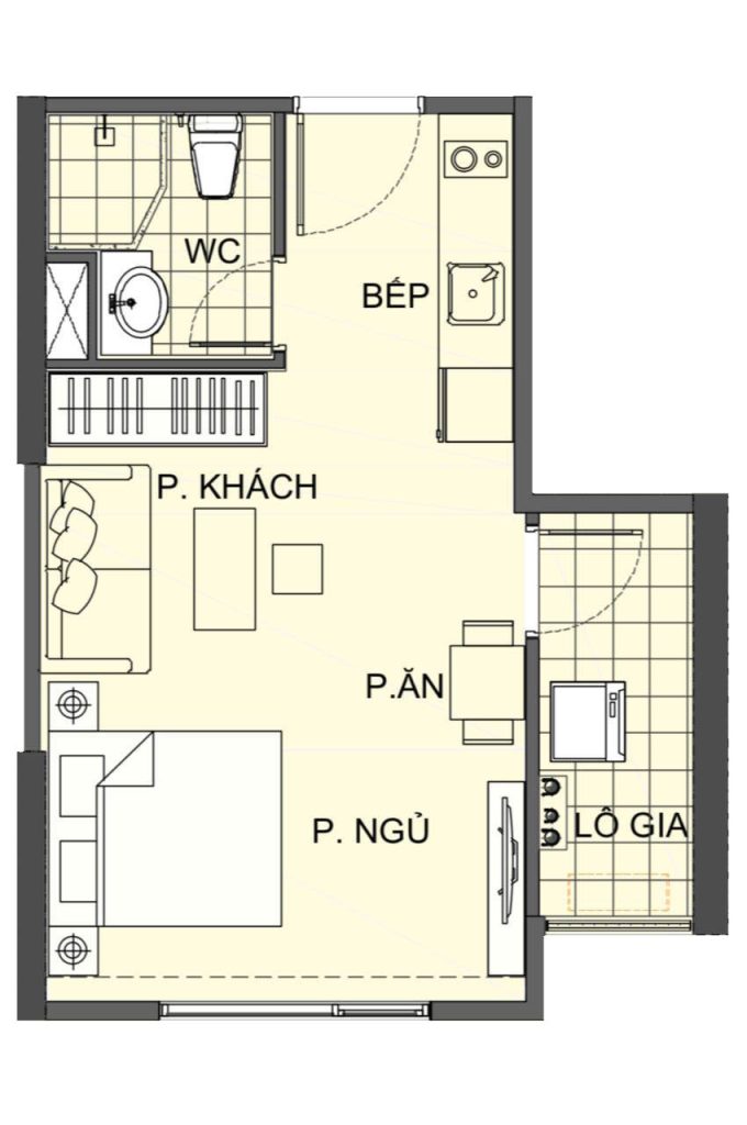 Layout căn hộ Studio Vinhomes Smart City diện tích 32m2