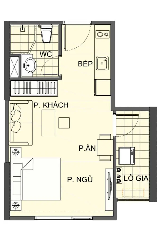 Layout căn hộ Studio Vinhomes Smart City diện tích 32m2